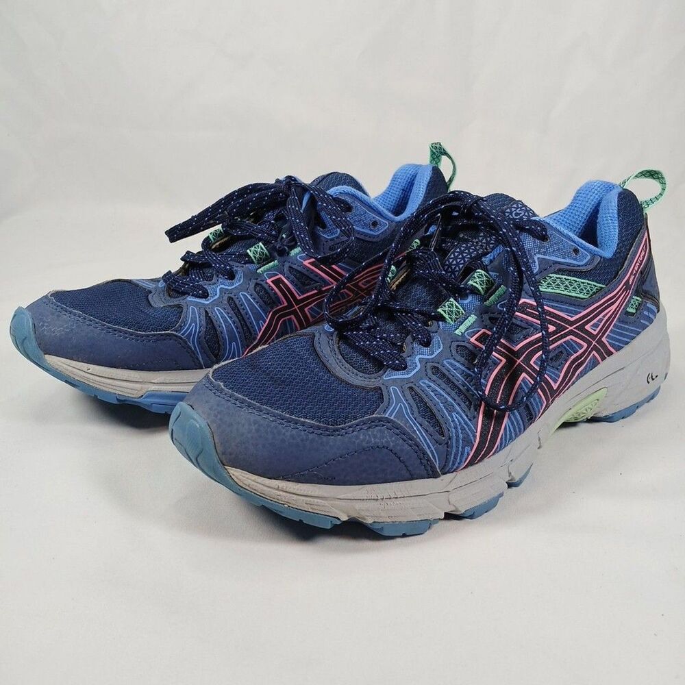 ASICS Gel-Venture 7 Womens Sz 7.5 Navy Pink Trail Running Shoes 1012A476
